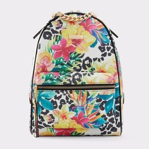 Aldo Outtahere Multicolor Tropical Leopard Mixed Print Backpack